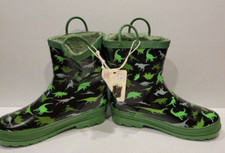 Waterproof Rain Boots Dinosaur Warm Easy Pull-On Handles Boys Big Kids Sz 2/3