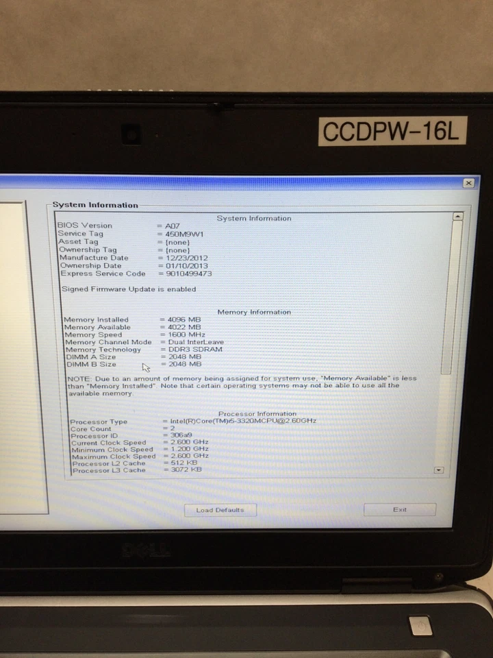 Dell Latitude E6420 Rugged ATG Intel i5-3320M 2.6GHz 4GB RAM NO HDD/NO OS - - DW - Image 2 of 4