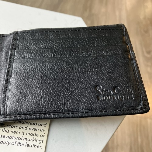 PIERRE CARDIN NUEVO Cartera Doble Plegable Negra Cuero Genuino Para Hombre Original PC Logo - Imagen 4 de 6