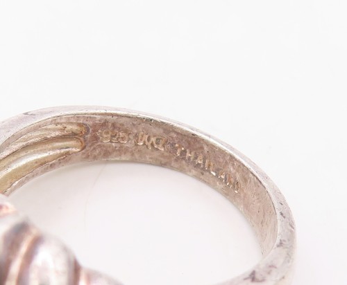 925 Sterling Silver Vintage Ring Dark Tone Grooved Round Cut CZ  Sz 9  RG31023 - Afbeelding 7 van 8