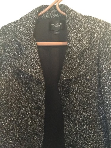 St John Caviar Collection Black And Silver Jacket Swarovski Buttons. U.S Wm Sz 4 - Picture 11 of 12