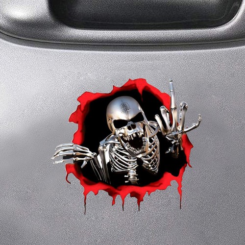 Car 3D Metal Skeleton Skull Sticker Badge Decal Motorcycle Emblem Accessories - Picture 2 of 12