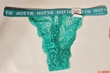 Rue 21 Women's Lace Thongs Green Size LARGE HOTTIE Elastic Waist Band New