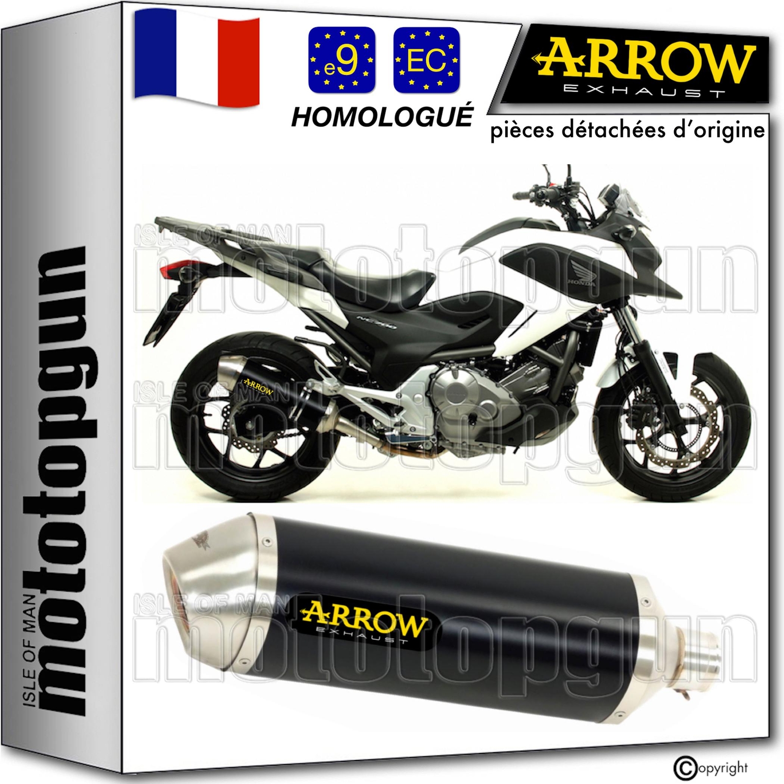 Silencieux Arrow Race-Tech en aluminium noir brossé pour Honda NC 750 X 2014