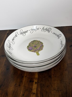 Maxwell & Williams Set/4 Porcelain Pasta Salad Bowls Alfresco Vegetables Italian
