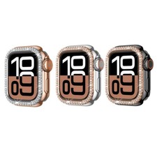 Metal  Crystal Frame Case for Apple Watch 9 8 7 6 5 4 SE iWatch 44mm 45mm