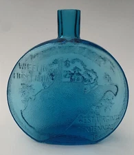 West Virginia 1963 Centennial State Bottle, Imperial Glass, Blue, Beautiful!