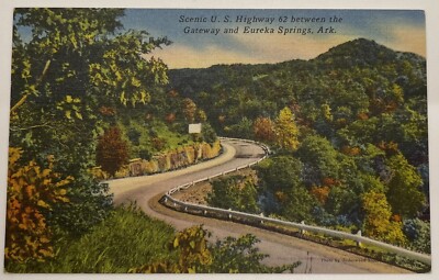 Scenic USHighway 62 Gateway Eureka Springs Arkansas Linen Postcard 2 Cent Stamp