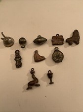 Vintage 1930's Old Metal Cracker Jack CHARMS PRIZE Trinket Lot Of 10