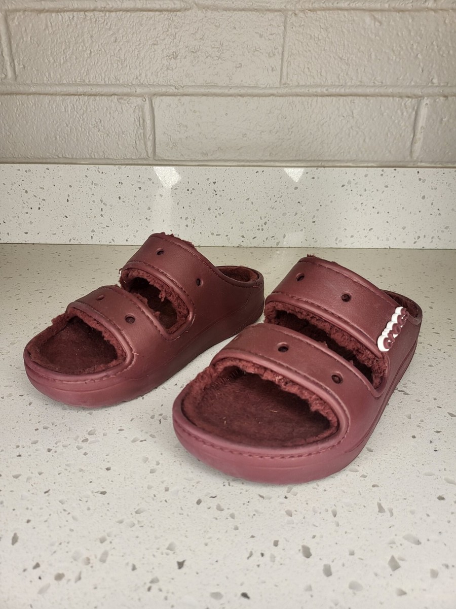Crocs Classic Cozzzy Sandal Burgundy Womens Size Mens