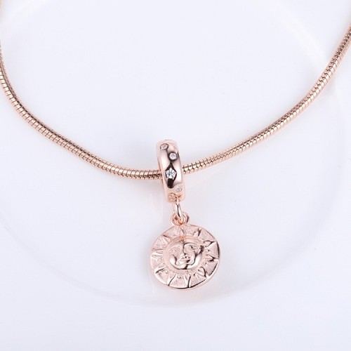925 Sterling Silver Rose Gold Sun Star Charm for Bracelets Retro Family Dangle - Picture 10 of 26