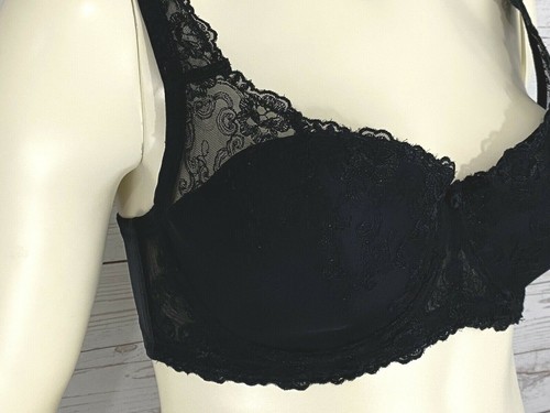 Ambrielle Women Bra Size 36DDD Natural Shaping Balconet Lined Padded Lace Black - Picture 4 of 7