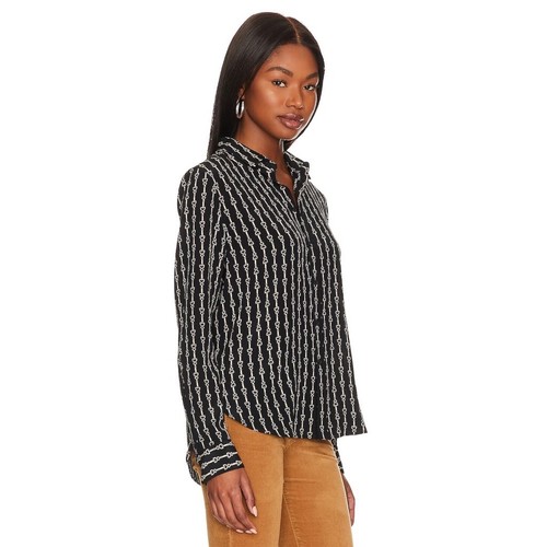 Revolve NILI LOTAN Celestine Shirt Horse Strap Black Ivory Buttondown Top XS - Picture 18 of 19