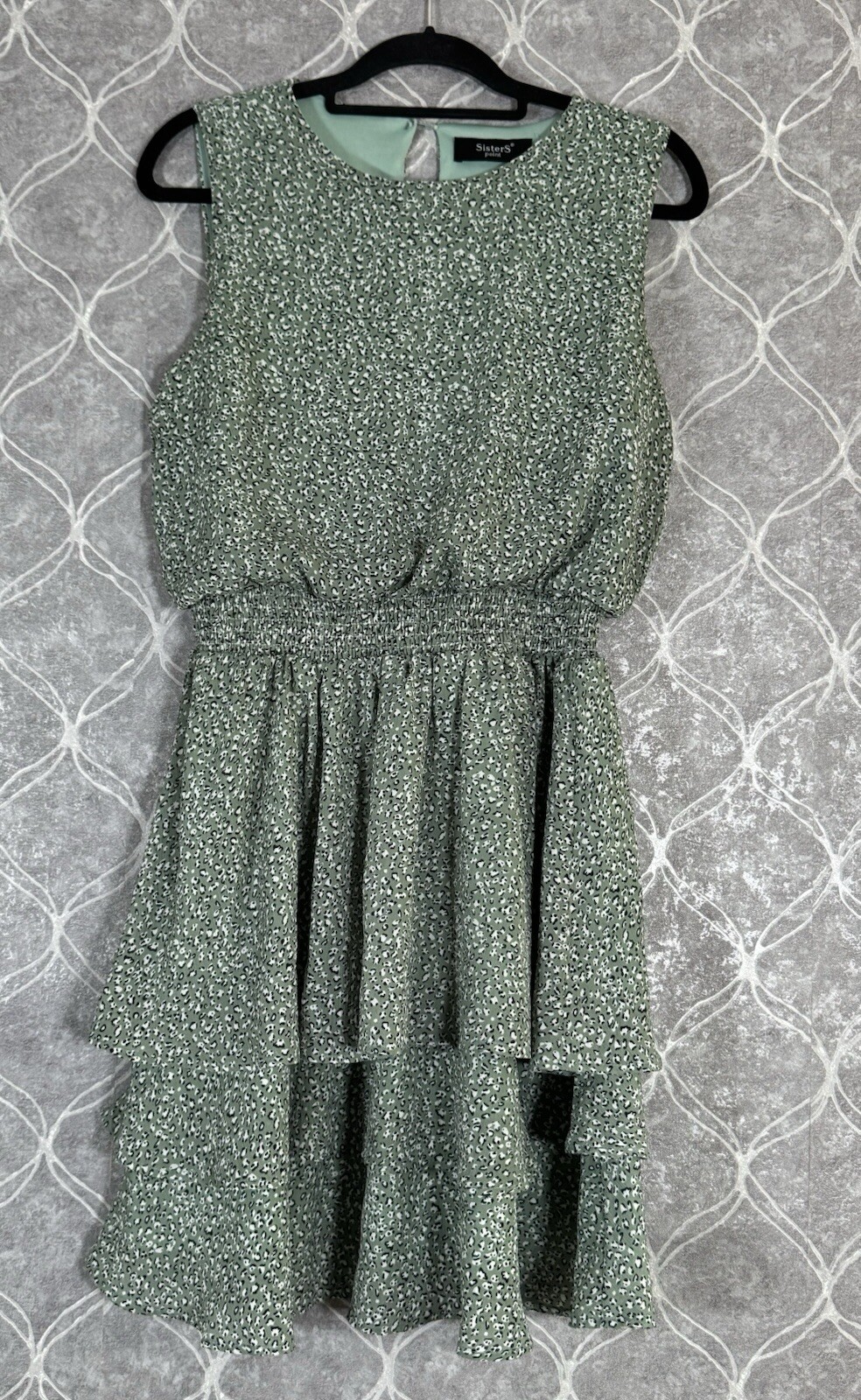 Green Printed Sleeveless Mini Dress Size M by Sisters Point Fashion