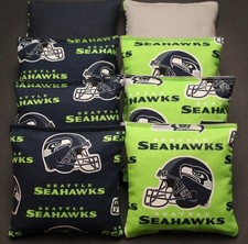 CORNHOLE BEAN BAGS made w Seattle SEAHAWKS Fabric 8 ACA Reg Toss Game Bags