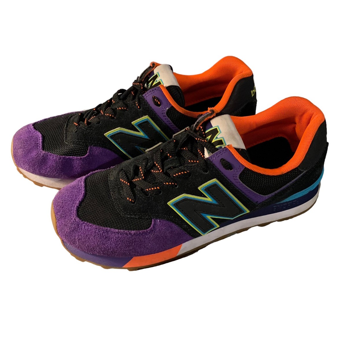 New Balance 574 Black Purple White Shoes ML574PT2 Men's Size