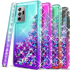 For Samsung Galaxy Note 20 Ultra Case Phone Cover Liquid Bling Glitter Diamond