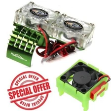 Powerhobby Cooling Fan + Motor HeatSink Dual Twin Fan Green FOR Traxxas Slash 4x
