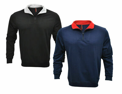HERREN SWEATSHIRT 1/4 REISSVERSCHLUSS ELLENBOGEN AUFNÄHER EINFACHER PULLOVER PULLOVER FREIZEIT KRAGEN 