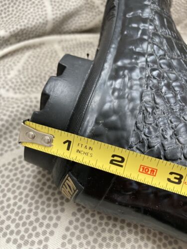 KHOMBU Tall Rain Boots Womens Sz 6 Black Rubber Embossed Croc Cheetah Print - Picture 18 of 20