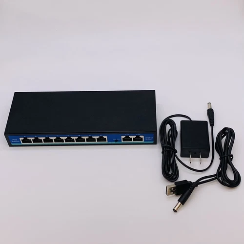 8 Port PoE Switch with 2 Uplink Extend to 250m Unmanaged 120W IEEE 802.3af/at