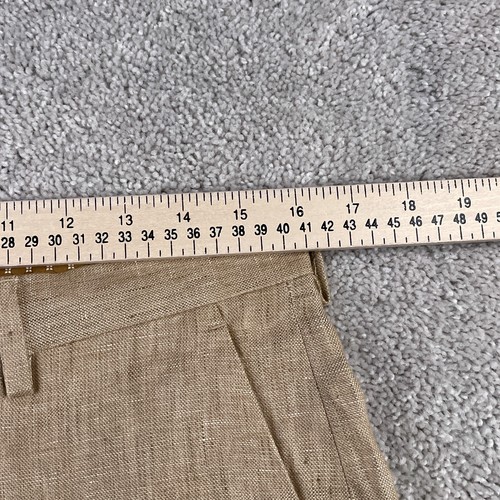 Baird McNutt Pants Mens 32x30 Tan Murano Linen Zac Classic Cuffed Trouser NEW - Picture 6 of 13
