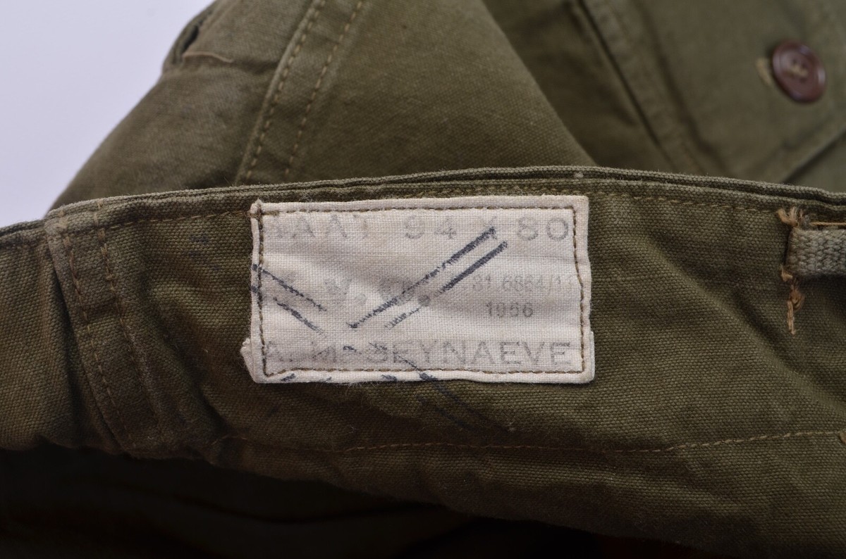 Vintage 50s 1956 Belgian Army Military Gren Khaki Trouser Vintage 50s 1956 Belgian Army Military Gren Khaki Trouser