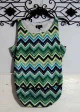 AB Studio Women's Knit Top Size L Sleeveless Multicolored Round Neck