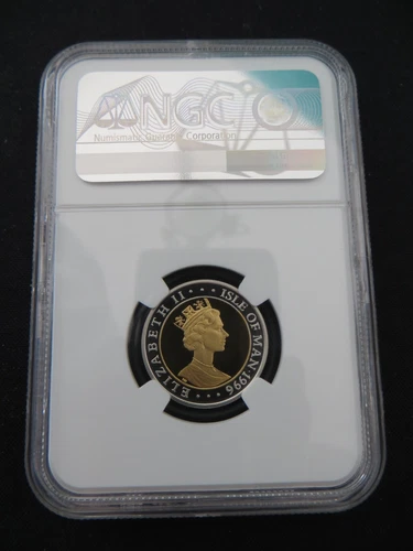 (1996) Isle of man, 1/4 Crown, Pt / gold bi-metallic, Arthur of Camelot (NGC)
