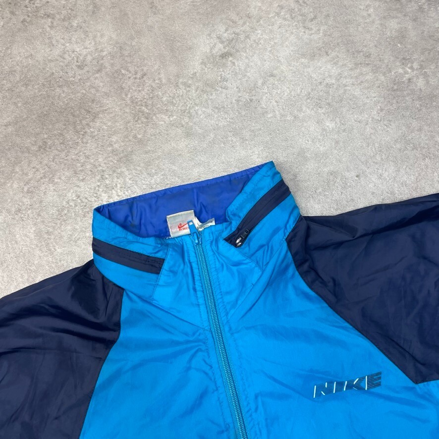 Nike Track Jacket Mens 80s Small Swoosh Vintage Full Zip Windbreaker Blue XL image 7
