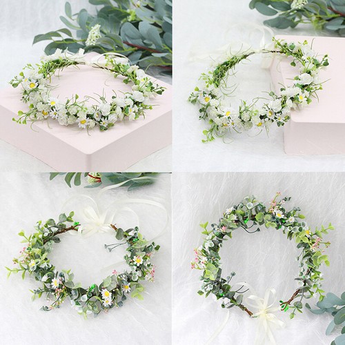 Flowers Headband Head Garland Hair Band Crown Wreath Festival Boho Beach Wedding - Picture 15 of 49