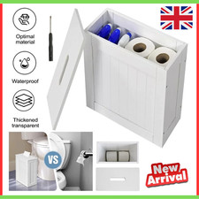 Crisp White Toilet Cleaning Product Storage Tidy Box Unit Bathroom with Lid