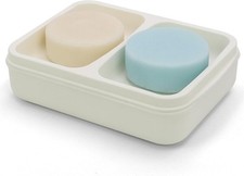 Double soap holder, 1 solid shampoo bar holder with drainage layer, white