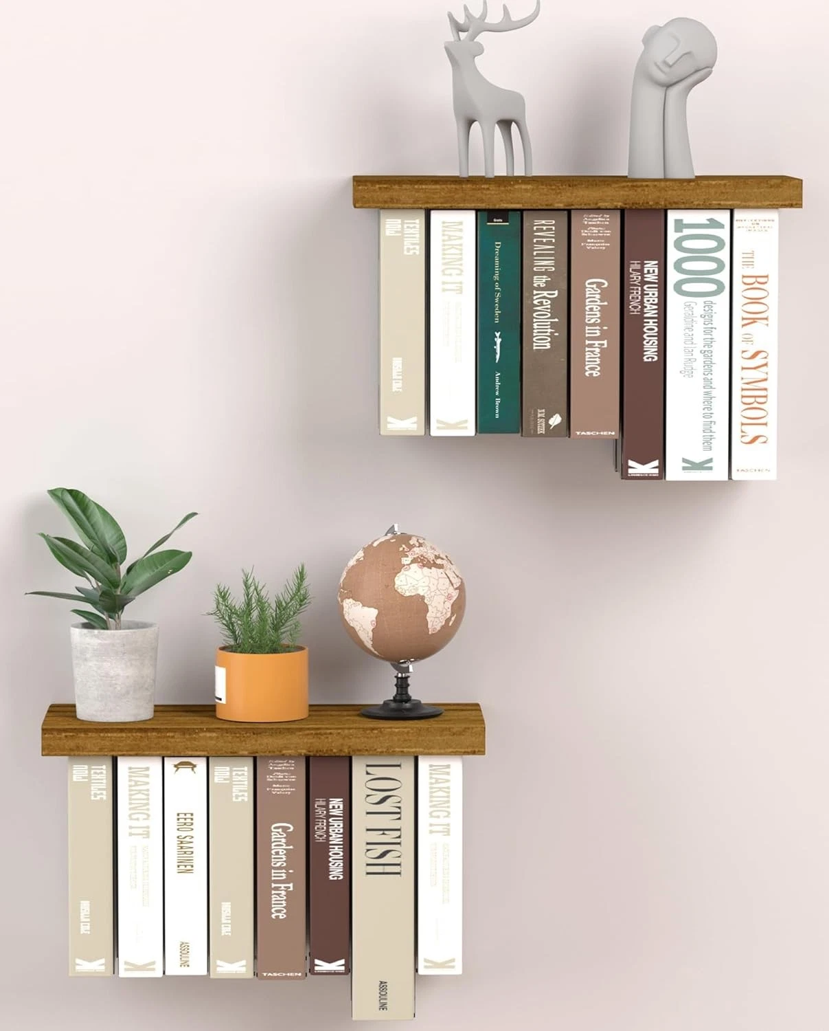 Tohiasen Floating Book Shelves Wall Mounted Set of 2 Brown