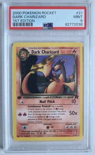 Pokemon Dark Charizard PSA 9 MINT 1st Edition 2000 English Team Rocket Card #21