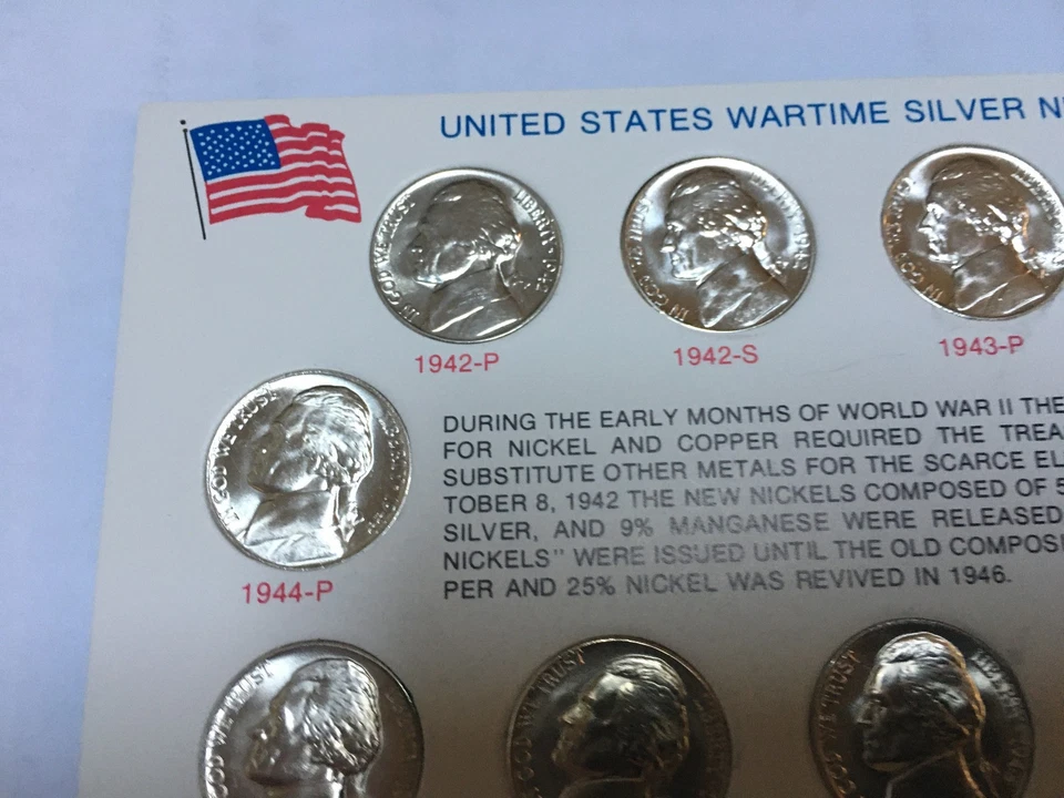 1942 to 1945 PDS Jefferson Silver War Nickel Set 11 Coins, SUPERB!! Gem BU+ - Image 2 of 4
