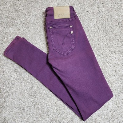 Dondup Newlong Womens Purple Dyed Skinny Jeans Size 27 Made in Italy Stretch 