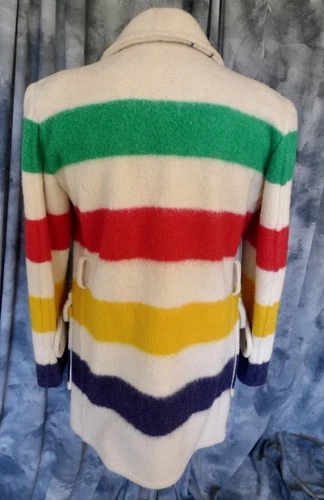 SUPERB! Mens HUDSON BAY Co HBC WOOL 4 POINT Blanket Coat Jacket STRIPED CLASSIC! image 17