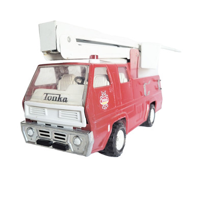 Tonka Red Fire Snorkel Rescue Truck Pressed Metal With Bucket Lift 1970s 