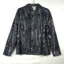 MISOOK SHIMY MULTICOLLOR  ZIPPER JACKET SZ XL