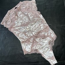 NWT Victoria's Secret L TEDDY BODYSUIT ONE-PIECE ICE PINK VELVET velour LACE