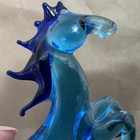 Vintage Murano-Style Blue Art Glass Horse Figurine Hand Blown Cobalt & Aqua — photo 2