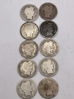 Barber Dimes Lot (10) 1899-1900o-01-02-04-07-08-10-11-12 All VG
