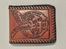 Vintage Tooled Leather FOE Fraternal Order Eagles Bi-Fold Whip Stitch Wallet