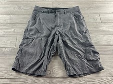 Prana Mens Stretch Zion Shorts Dark Gray Size Large Belted Adjustable