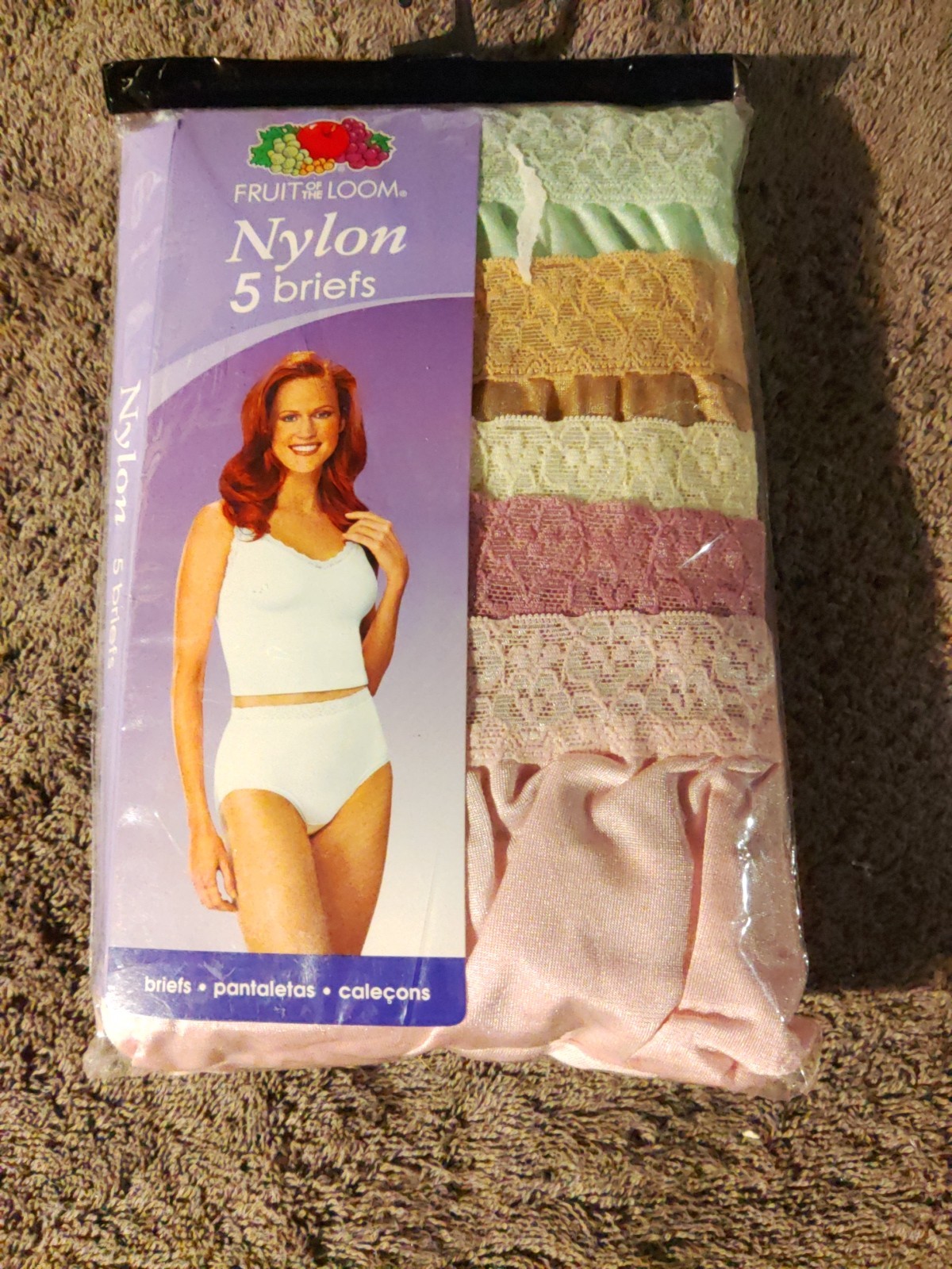 Package Of Size 8 vintage fruit of the loom 100% nylon panties w/tags  Wide Lace