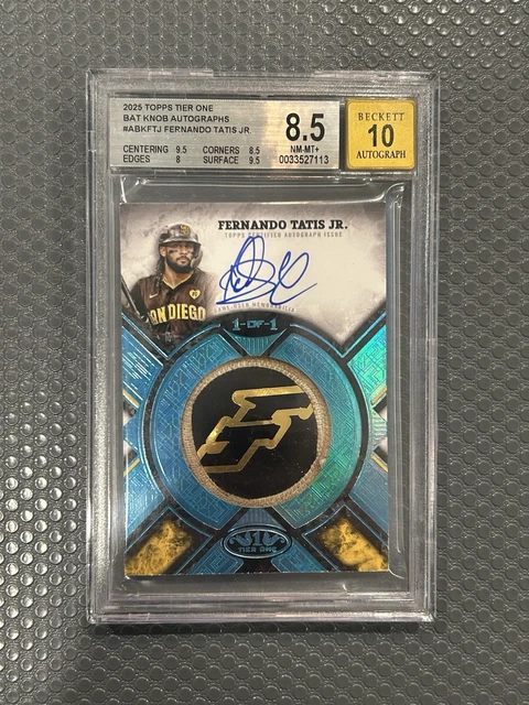 2025 Topps Tier One Fernando Tatis Jr. Bat Knob Auto 1/1 BGS 8.5 mit 10 Autogrammen