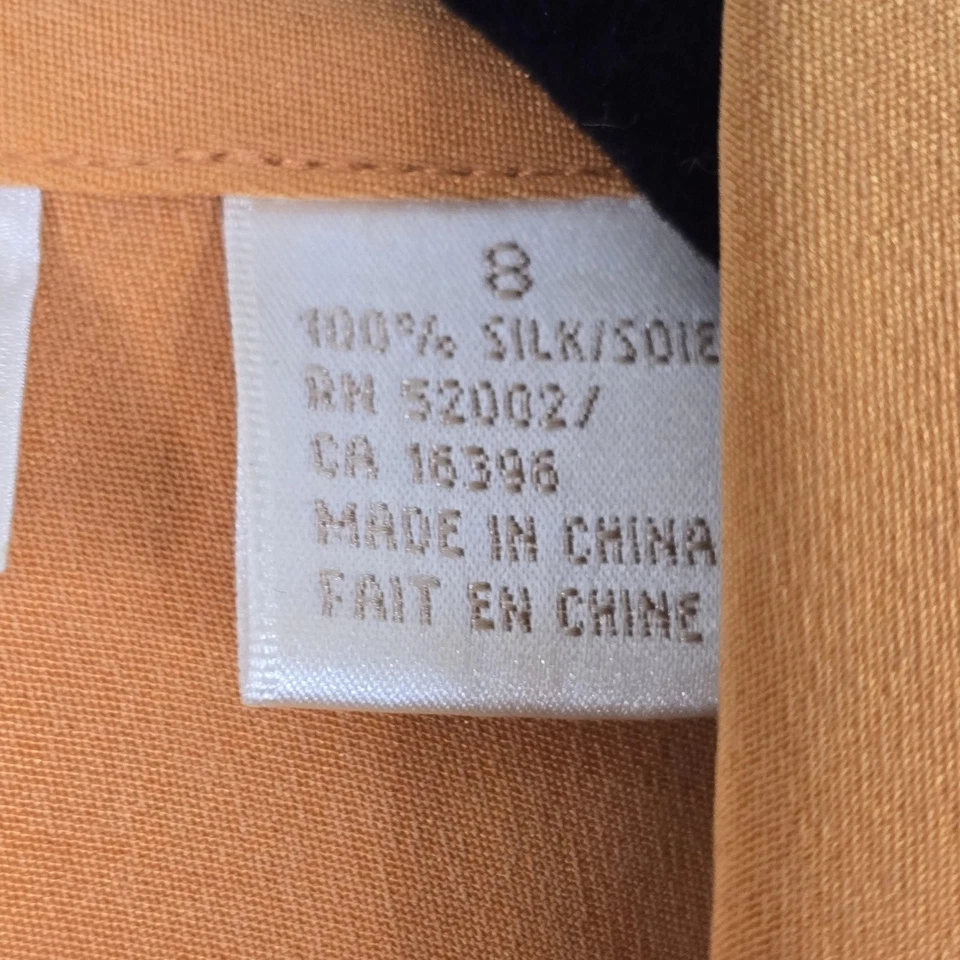 Chaqueta Blazer Dana Buchman Mujer 8 Camel 100% Seda Botón Frontal Carrera Longline Foto 4 de 4