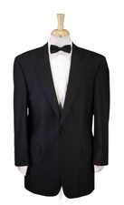 Jos A Bank Signature Black 1-Btn Notch Lapel Formal Tuxedo Dinner Wool Suit 42L