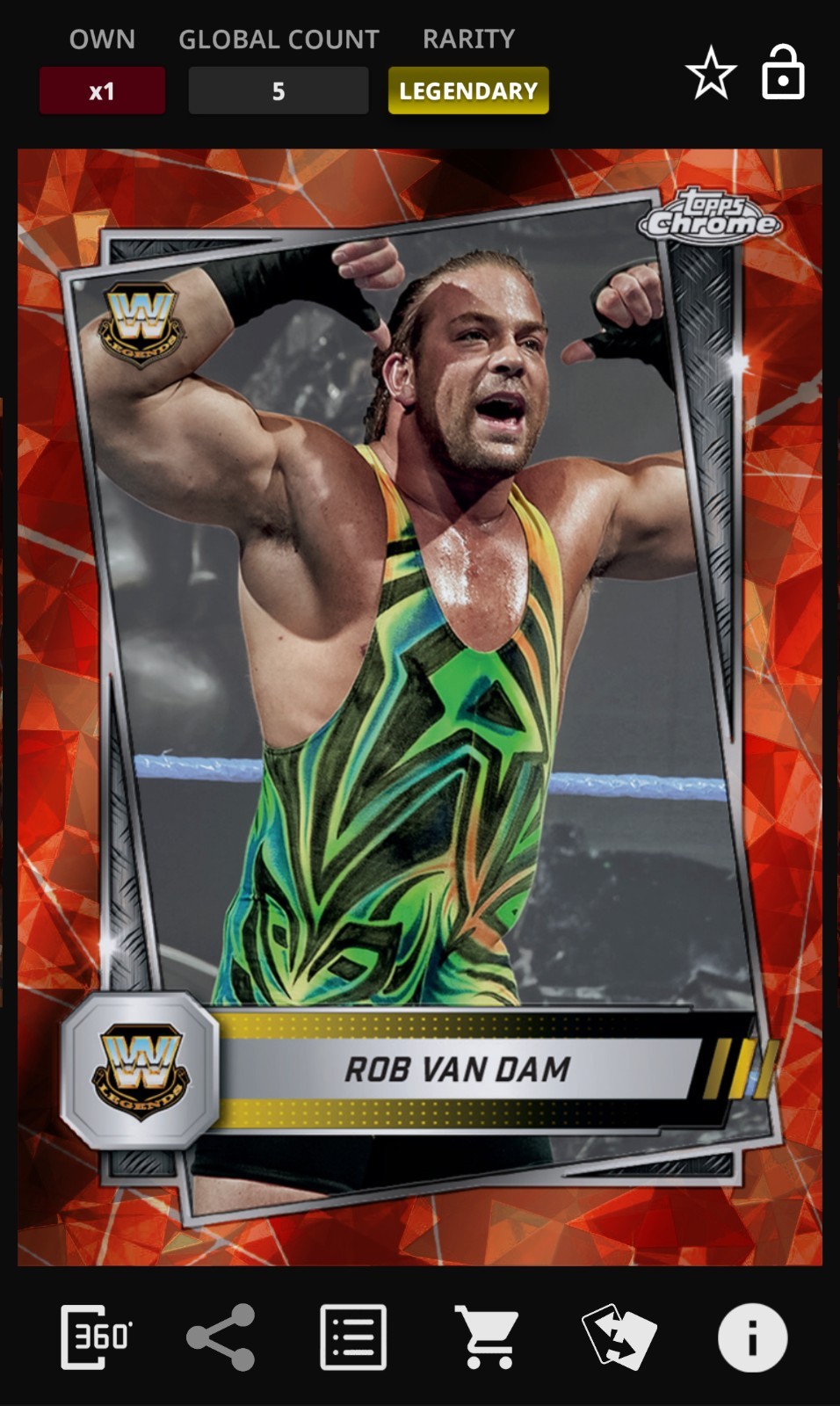 Topps WWE Slam 2025 Rob Van Dam Chrome Sapphire Orange Legendary 25cc DIGITAL